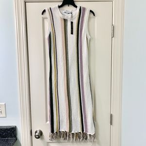 cupcakes & cashmere Striped Midi Dress - White, Purple, Yellow, Green, Pink